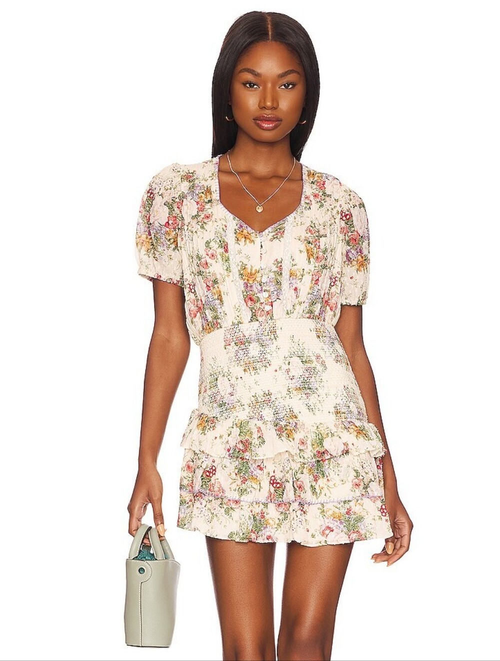 NWT LoveShackFancy Keelin Mini in Shining Gemstone Floral Cotton Dress XS